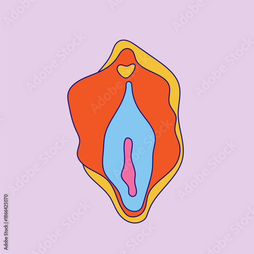 Medical for education, awareness, gynecology, women’s health topics. Beauty, health concept. Anatomical vulva, vagina diagrams in a clean, educational style. Female vector colored reproductive system.