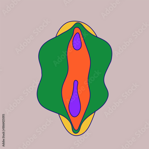 Stylized anatomical vulva, vagina motifs in clean, educational. Female reproductive system. Repeat pattern for women’s health awareness, medical design, education, biology themes.