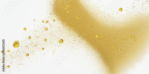 Abstract A detailed view of a golden spray paint design with liquid droplets, conveying a sense of artistic expression and texture. The focus is on the intricate pattern and color contrasts.