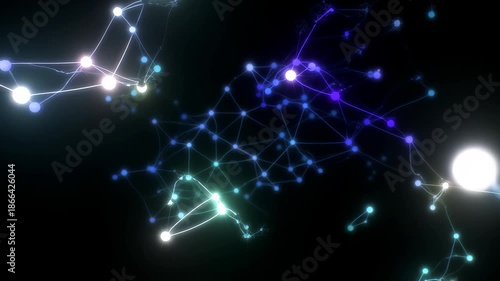 Wallpaper Mural Neon Outline Network Graph: Nodes Connected by Glowing Edges, Glowing neon outline of a network graph Torontodigital.ca