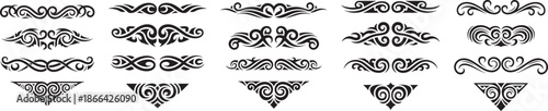 ornamental decorative divider and flourish set in black and white vintage scroll style