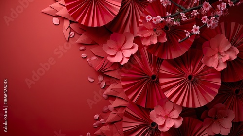 Happy New Year Concept on Red Background with Festive Celebration Mood