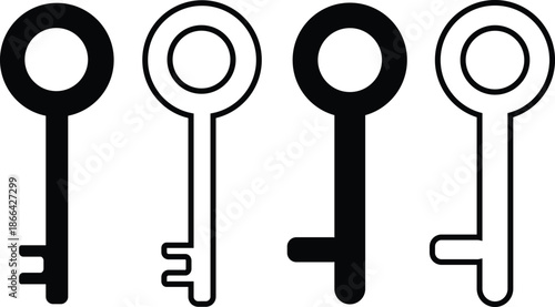 key icon set. Security access symbols. private protection and privacy signs. House key and padlock icons
