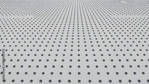 An expansive light gray surface covered in an infinite repeating pattern of perfectly spaced dark circular dots receding into the distant horizon creating a cle