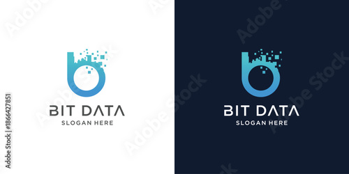 Data logo design with letter b concept idea