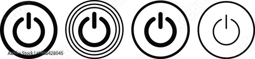 PrintSet, of, power, button, icons, featuring, four, different, line, weights, and, circular, styles, for, technology, interface, design, electronics, and, software, apps.