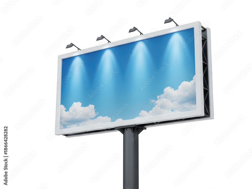 Obraz premium Digital billboard with sky background isolated on transparent background