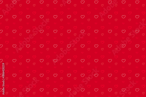 Heart pattern background for love or Valentines Day. Pink and red hearts on white background. Red and white hand drawn romantic texture for wrapping paper or wallpaper. Vector design for card, banner