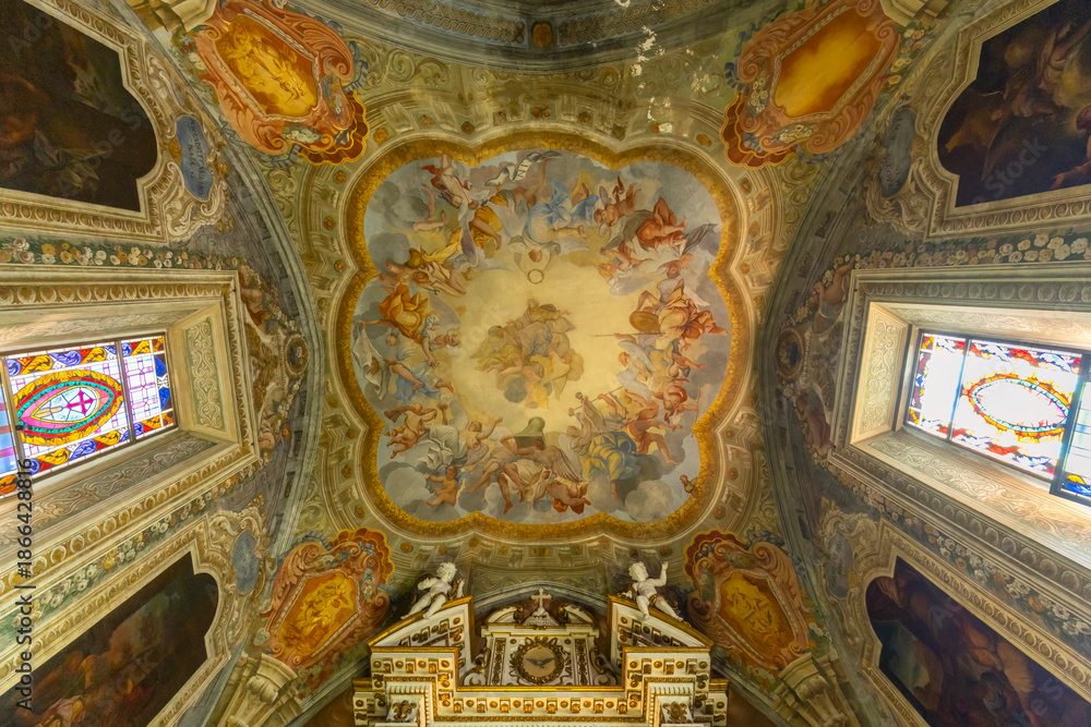 Fototapeta premium Baroque ceiling fresco in Abbazia Monte Oliveto Maggiore