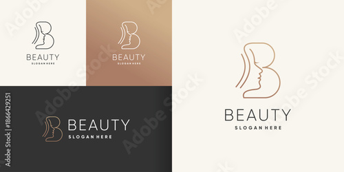 Woman beauty logo design with letter B concept idea