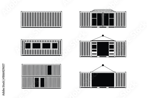 Shipping Container Home and Modular Architecture Icons