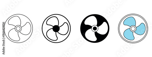 Diverse fan icons in various styles for cooling, ventilation, and appliance representation.