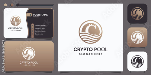 Crypto pool logo design with creative modern style idea