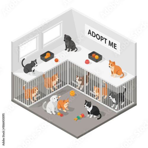 Cats and Dogs in Animal Shelter.