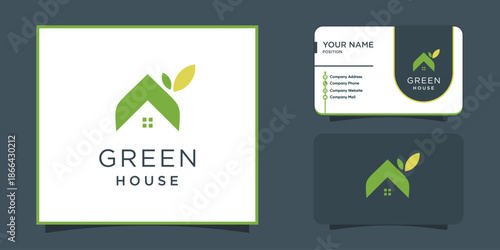 Green house logo design template with modern style idea
