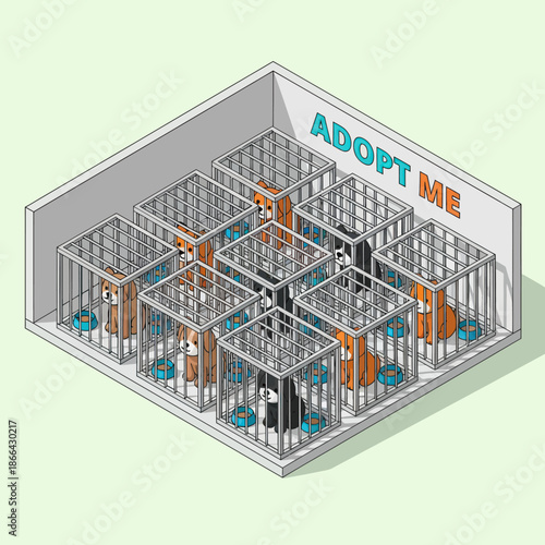Cats in Cages at Animal Shelter.