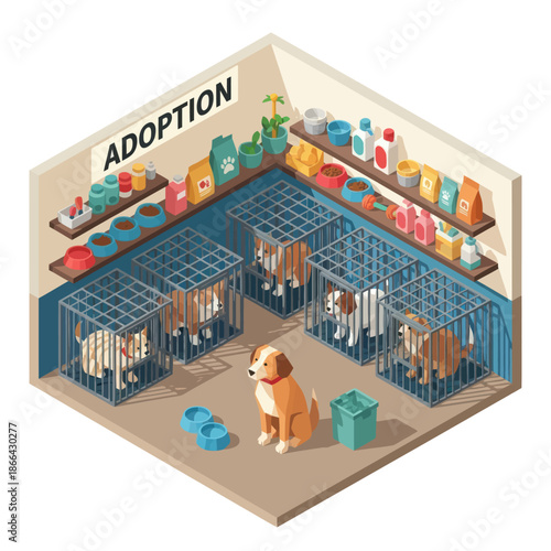 Dog in Animal Shelter Adoption Center.