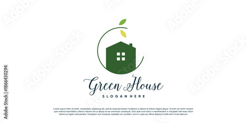 Green house logo design template with modern style idea
