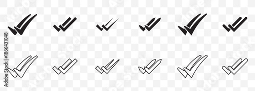 Double tick icon outline illustration vector symbol. Confirmation black message status symbol. Used in chat, tasks, and notifications sign On Transparent Background. EPS 10.