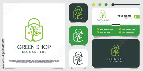 Shop logo design template with unique concept idea