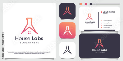 Labs logo design template with home concept idea
