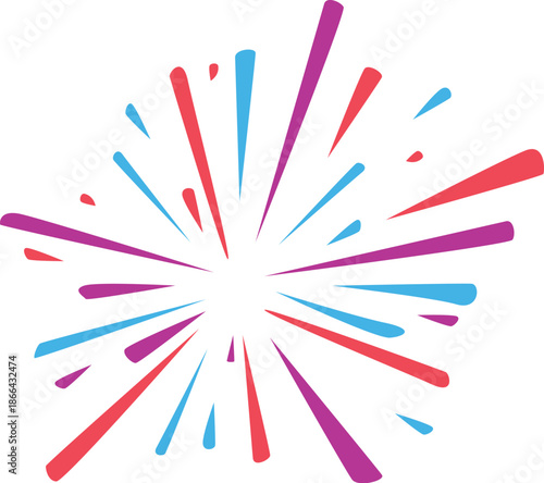 Vibrant fireworks exploding against a white background, celebrating a special occasion