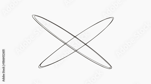 Simple vector illustration of abstract intersecting loop forming infinity symbol, drawn with thin black lines. Minimal design suitable for logo, branding or modern packaging with copy space