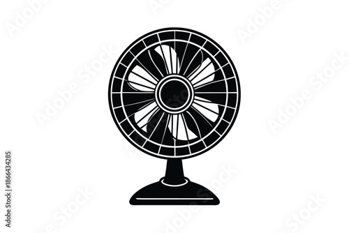 Fan Design Vector Illustration Black White Style