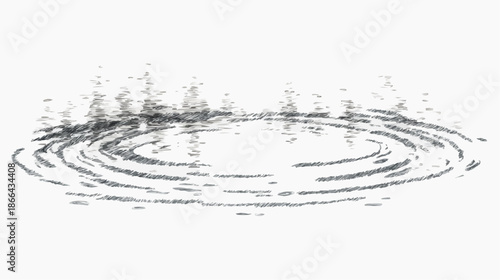 Simple vector illustration of water ripple effect, with sketchy concentric circles. Minimal, calming design suitable for wellness branding, spa packaging or meditation materials with copy space