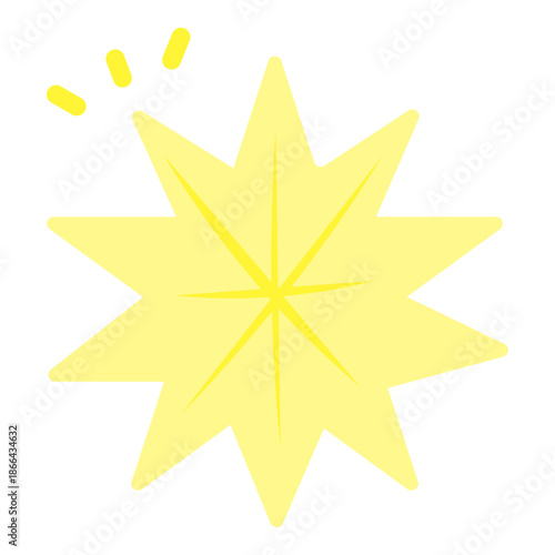 Yellow Sparkle Starburst – Flat Light Burst Vector Illustration