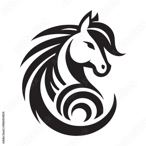 Horse Silhouette Vector | Elegant Black & White Equine Illustration