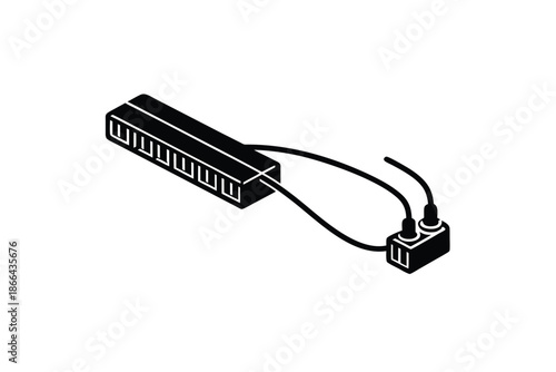 Power Strip with Multiple Outlets and Cables Vector Illustration