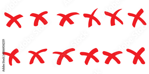 . Cross box x check mark checkbox v list vector draw hand drawn sketch doodle brush marker checklist symbol wrong right circle. Vector 