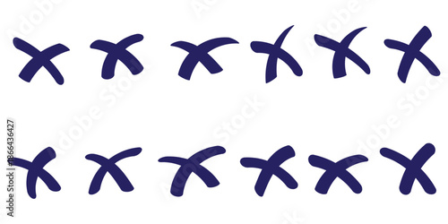 . Cross box x check mark checkbox v list vector draw hand drawn sketch doodle brush marker checklist symbol wrong right circle. Vector 