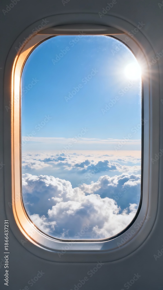 Obraz premium Generative AI Scenic View of Sky and Clouds from Airplane Window