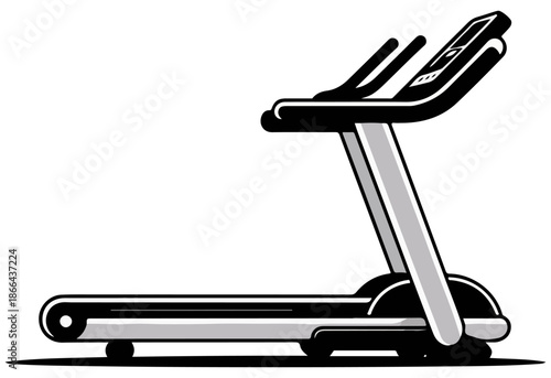 Treadmill Vector Icon in Solid Black Silhouette Showing Fitness Equipment Sport and Gym Symbol Isolated on White Background