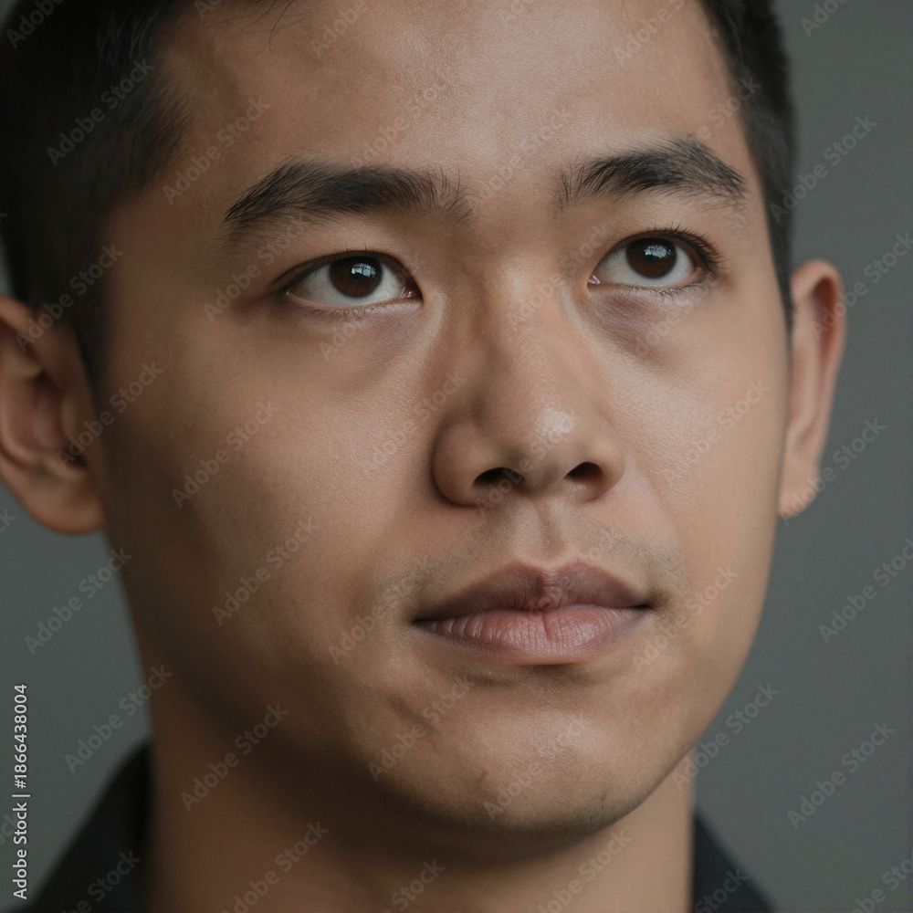 Obraz premium Close-up Portrait of a Southeast Asian Person with a Hopeful Gaze