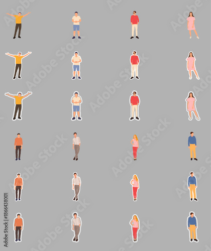 Human People SilhouettesDifferent Poses Isolated Vector