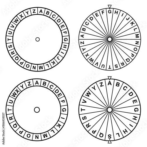 Detailed illustration of cipher disks and wheels for encoding messages