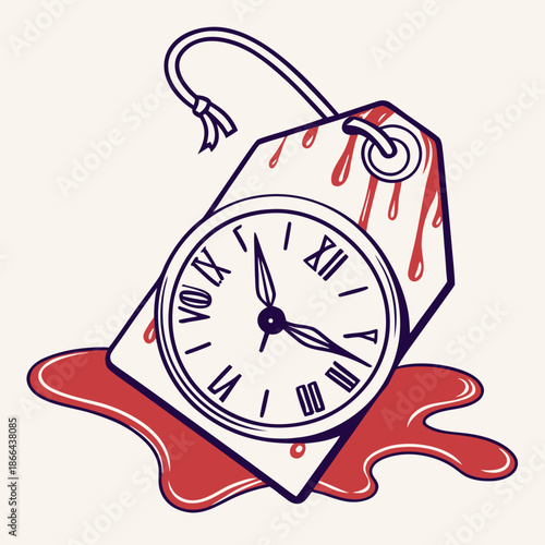 Creative Illustration of a Clock Melting into a Discount Tag Symbolizing Limited Time Offers