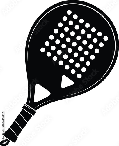 Paddle tennis vector icon. Padel or paddle tennis racket illustration silhouette
