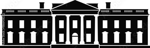 White House silhouette vector icon for government and political concepts