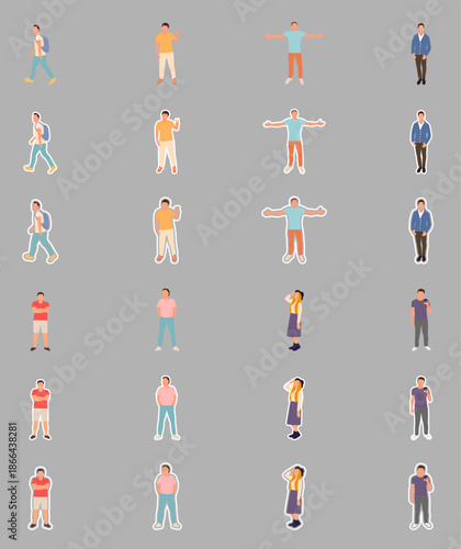 Human People SilhouettesDifferent Poses Isolated Vector