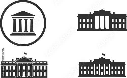 White House silhouette vector icon for government and political concepts