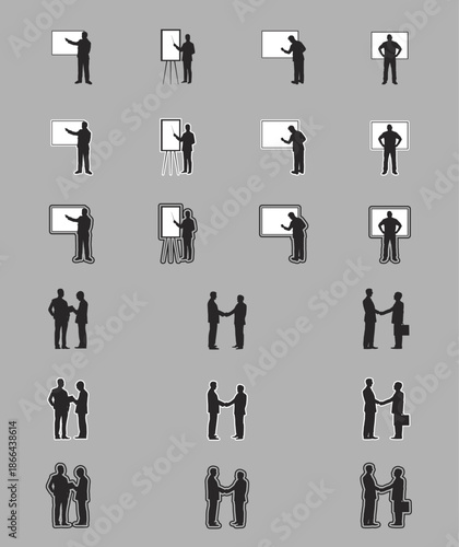 Human People SilhouettesDifferent Poses Isolated Vector