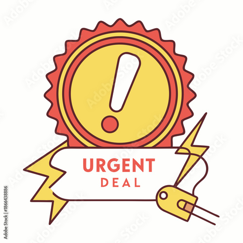 Hot Deal Notification Icon Flat Vector Illustration for Flash Sales, Urgent Bargains, and E-commerce Promotional Alerts