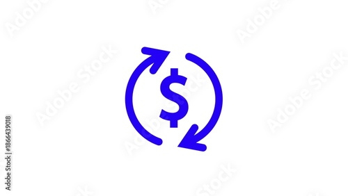 Photos Dollar sign with circular arrows indicating exchange or recurring transaction