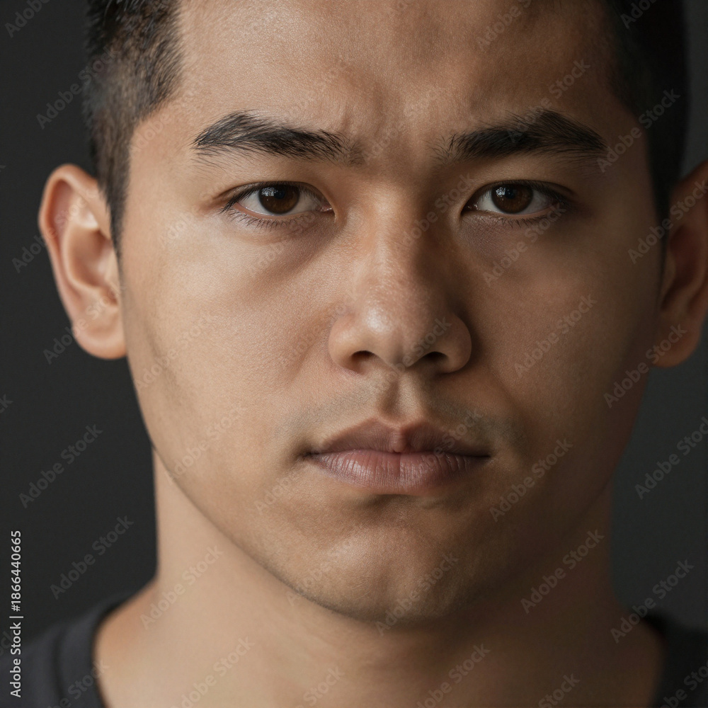 Obraz premium Portrait of a Hispanic Man with Intense Focus, High-Detail Editorial Photography