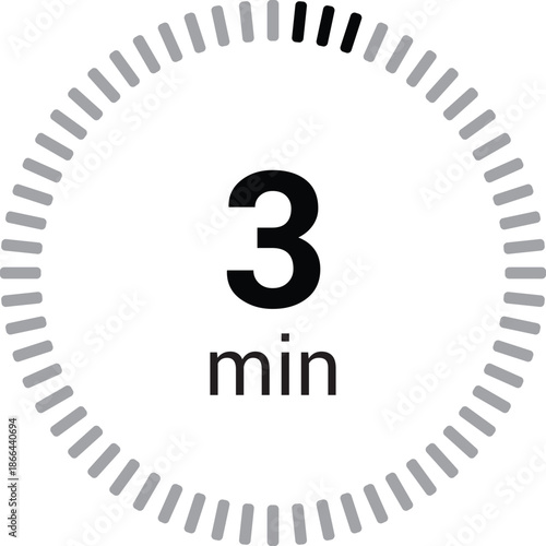 3 minutes timer stopwatch or countdown icon vector isolated on white background