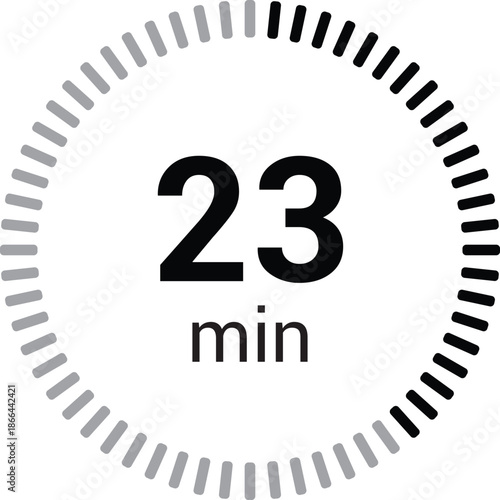 23 minutes timer stopwatch or countdown icon vector isolated on white background